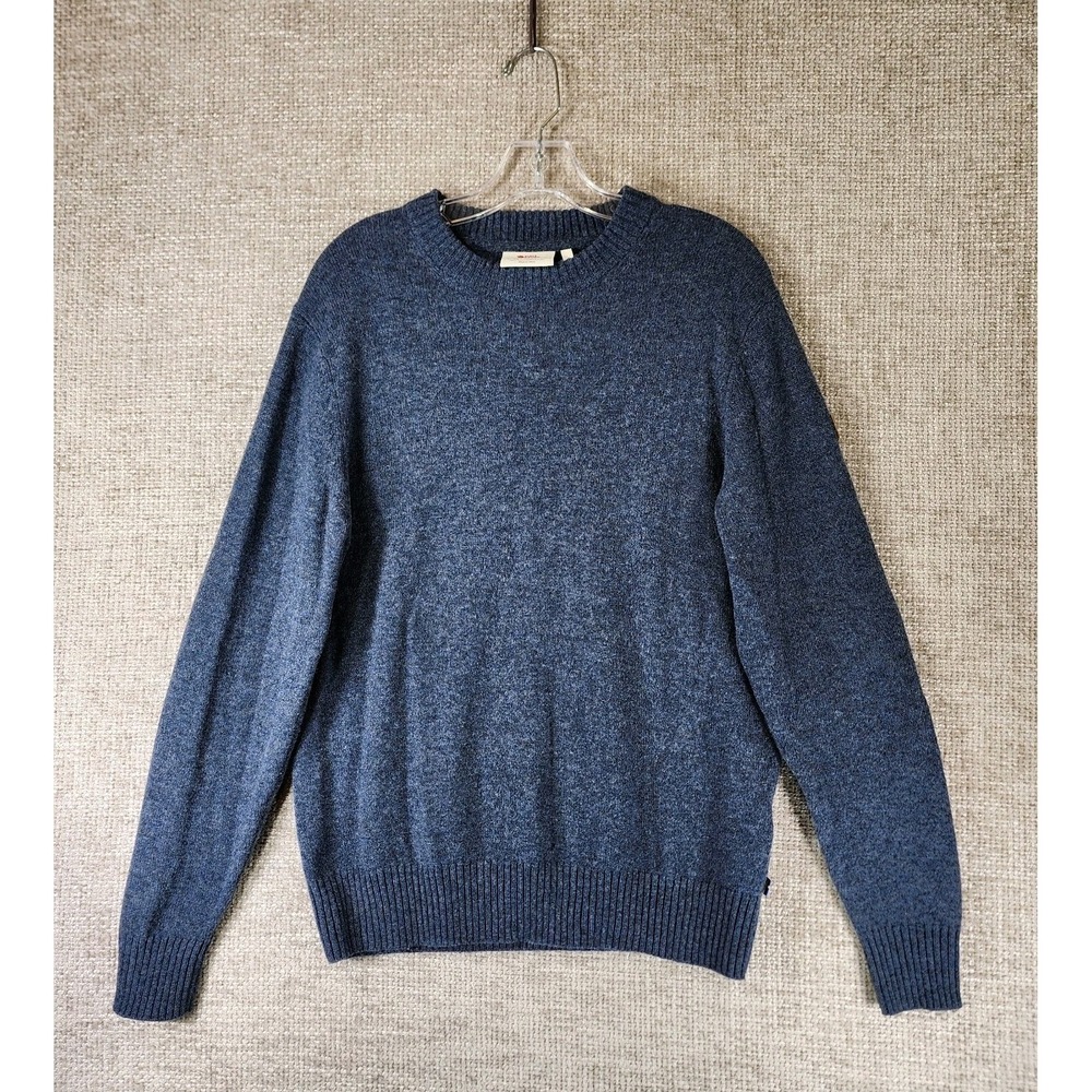 Fjallraven Ovik Round-Neck Sweater Mens M Blue 100% Wool Elbow Pads Nice!